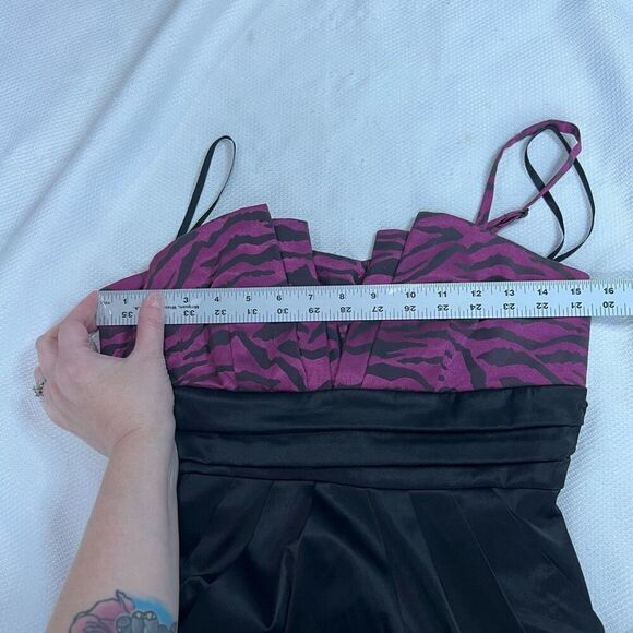 Y2K‎ Black Pink Zebra Print Mini Party Dress Sz S Semi Formal Vintage - Picture 5 of 8